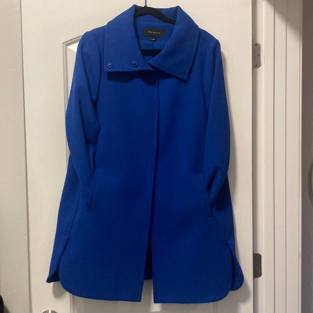Ann Taylor Women's Dress Coat Royal Blue Collar L